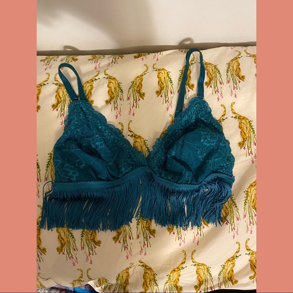 Topshop lace bra with fringe